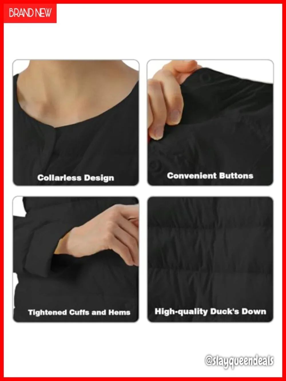 Women's Quilted Lightweight Puffer Jacket Collarless Down Coat with Pockets
